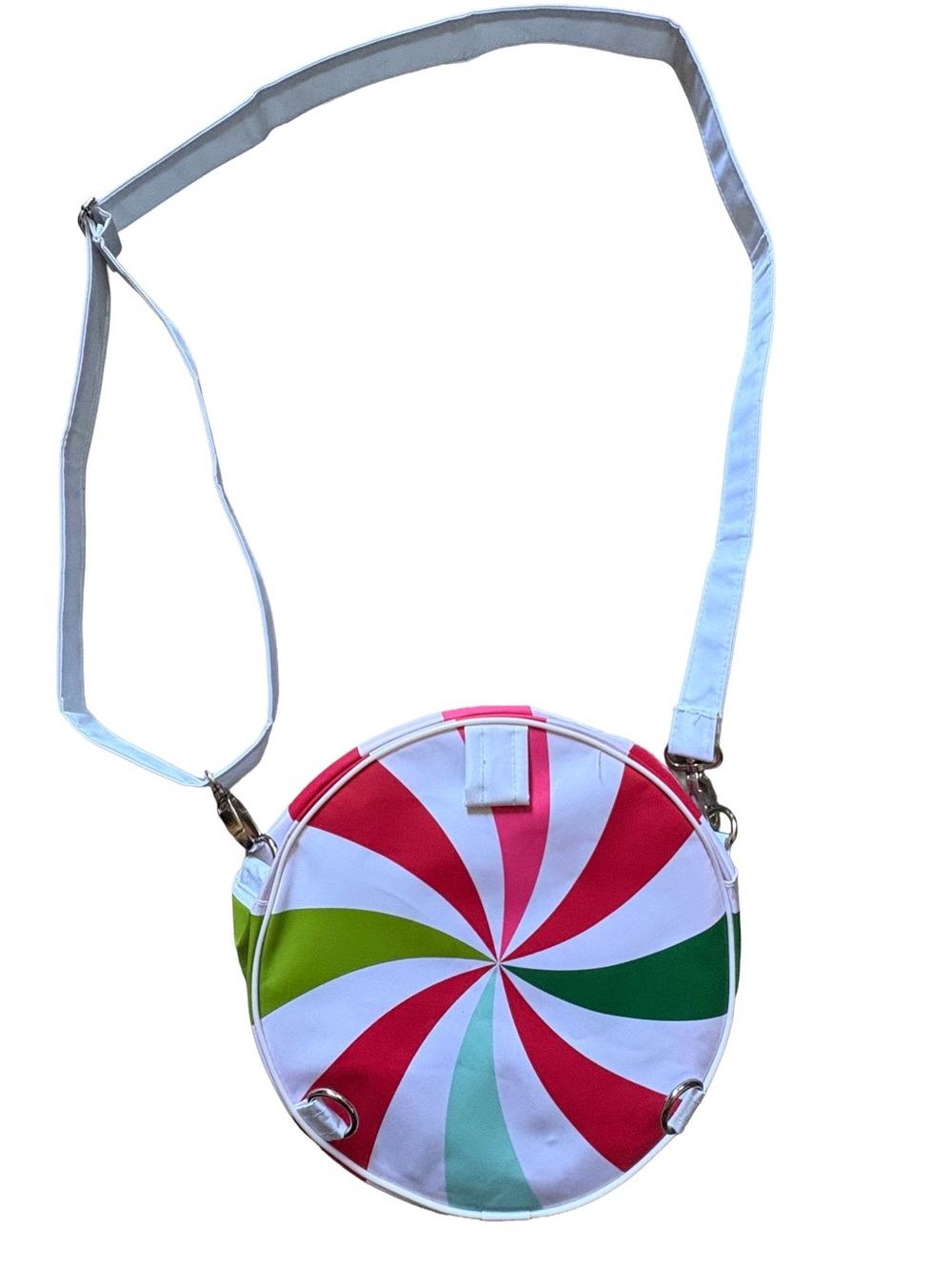 Hallmark Peppermint Candy Swirl Round Crossbody Purse Zipper Bag Christmas